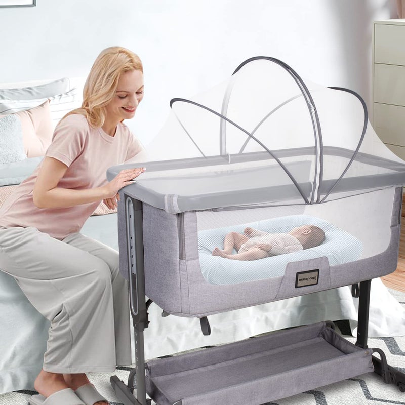 Beberoad Love Bassinet Mosquito Net Cover - Breathable Mesh Canopy with 2-Way Zipper for Baby Cribs, Bedside Sleepers & Travel Cribs (White) - Image 2